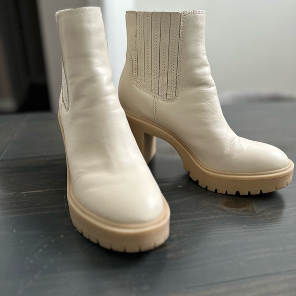 Caster H2O Dolce Vita Waterproof Ivory Leather Booties - Picture 1 of 8